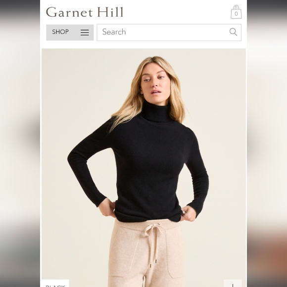 Garnet Hill Cashmere Turtleneck Sweater Black size Medium - Picture 1 of 5